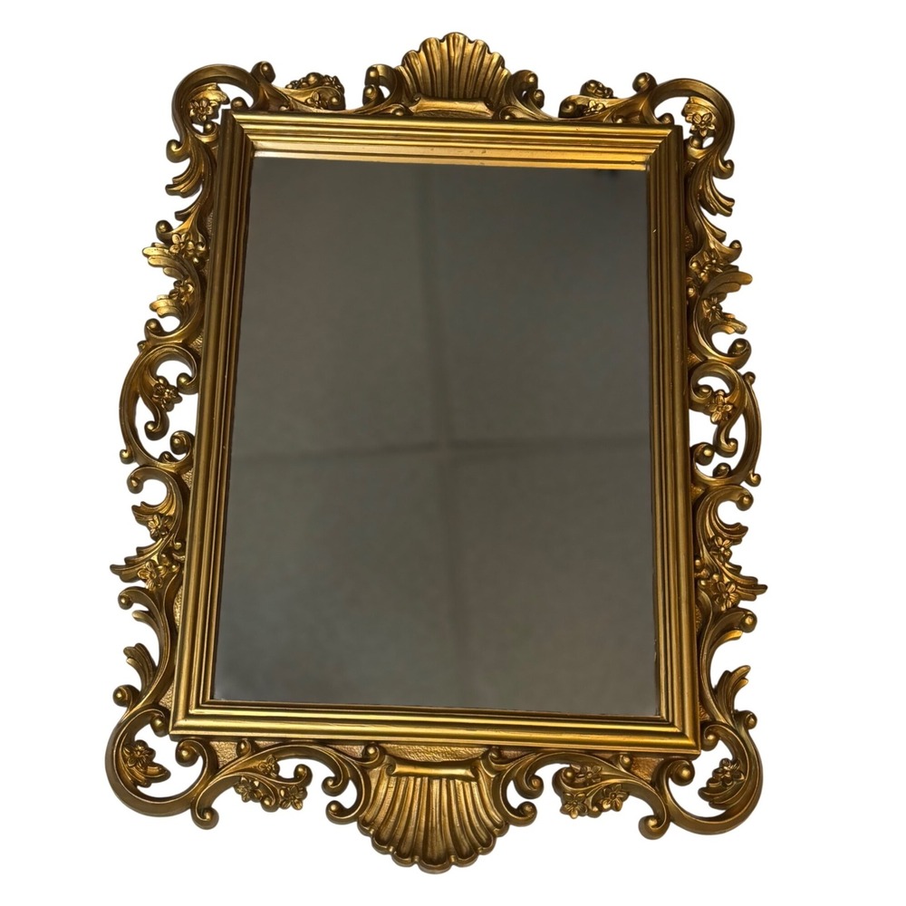 Vintage Gold Mirror Homco 2151 Ornate Rococo Syroco Wall Decor 1988 Regency Vtg